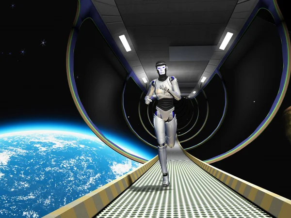 Cyborg in de ruimte — Stockfoto