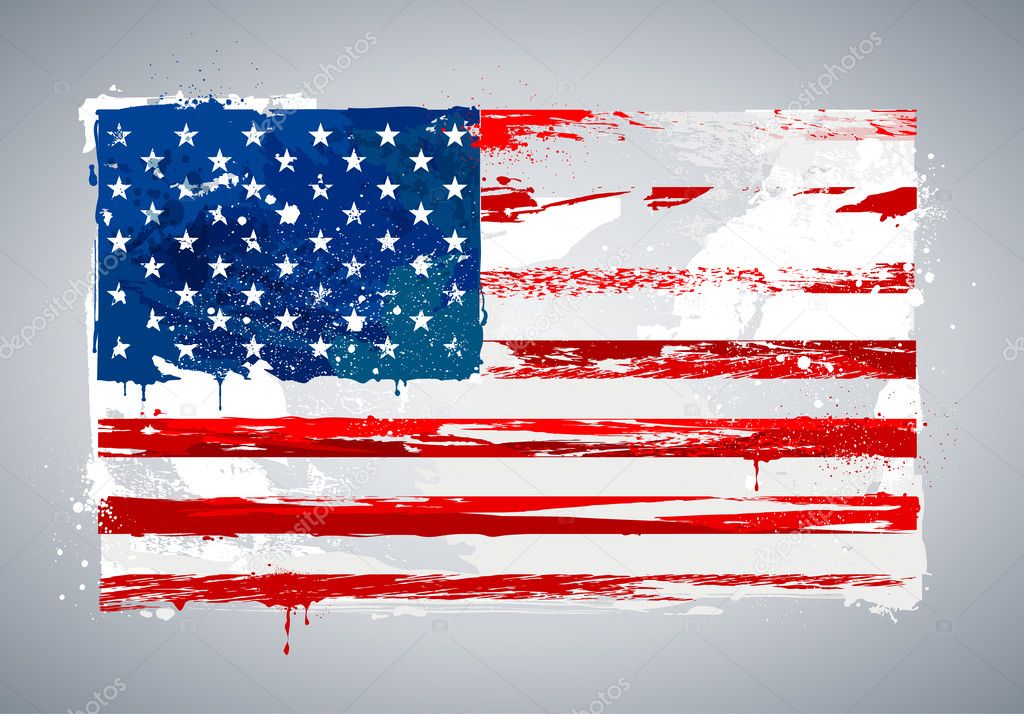 Grunge USA national flag