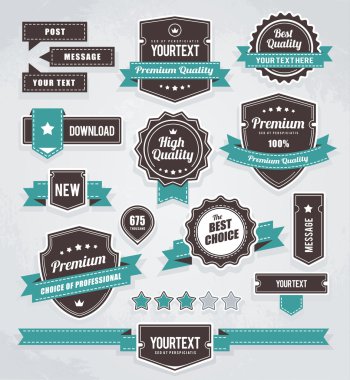 Vector set of retro labels, buttons and icons