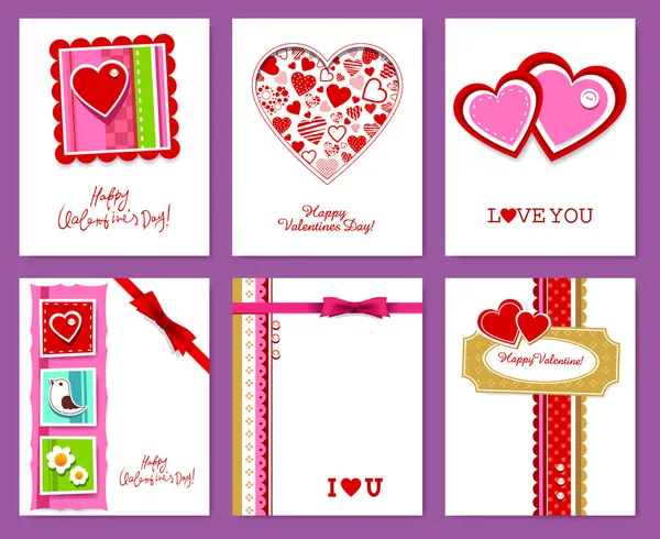 Vektor-Set von Valentinstag-Karten — Stockvektor