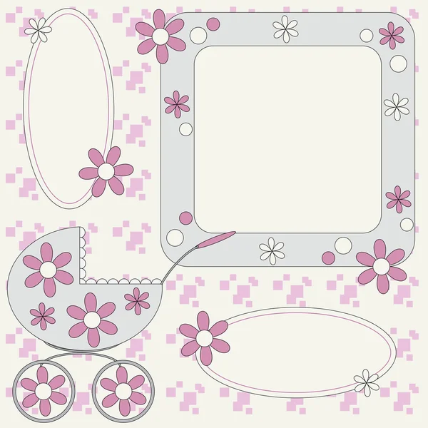 Template for baby photo album or greetings card — Stock Vector