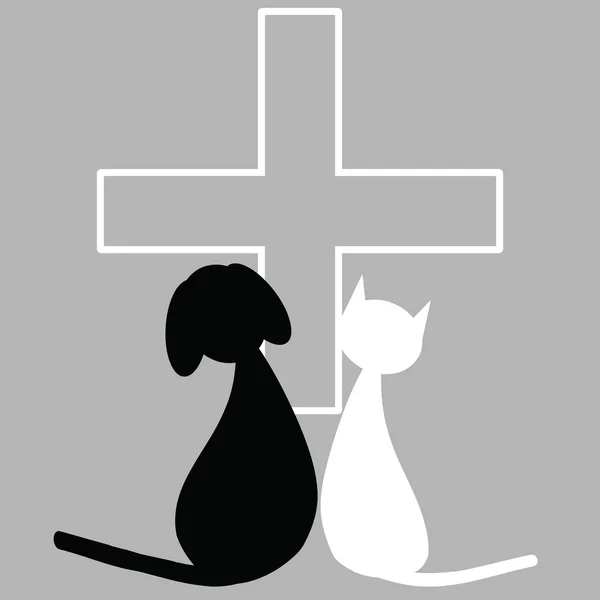 Signo veterinario con perro y gato — Archivo Imágenes Vectoriales