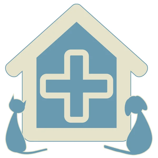 Signe vétérinaire avec croix — Image vectorielle