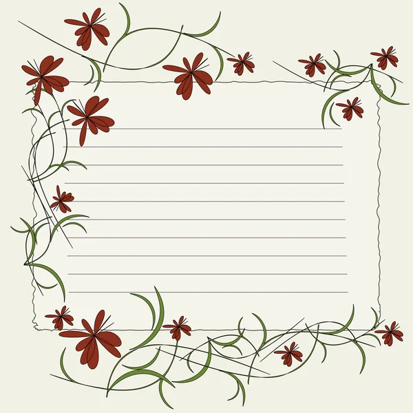 फूलों के साथ आमंत्रण कार्ड — स्टॉक वेक्टर