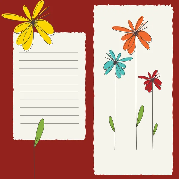 Κάρτα με το χρώμα λουλουδιών και μαύρο φύλλο — Διανυσματικό Αρχείο