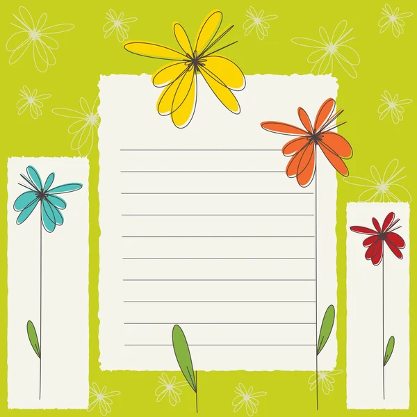 色の花とグリーティング カード — ストックベクタ