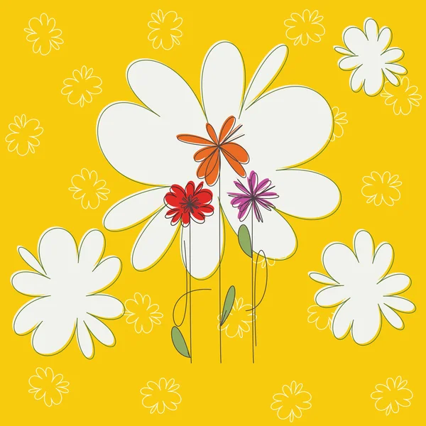 Tarjeta de verano con flores — Vector de stock