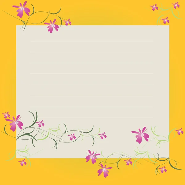 カードの花柄のパターンと空白のシート — ストックベクタ