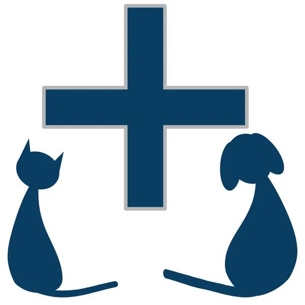 Segno veterinario con cane e gatto Illustrazioni Stock Royalty Free
