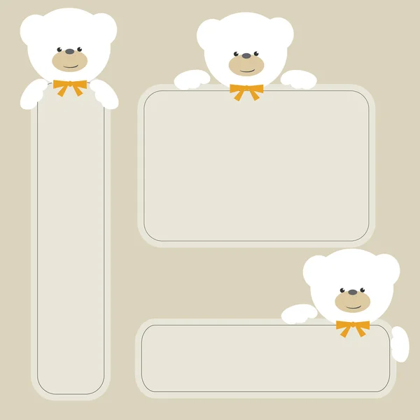 Weiße Teddybären mit Fahnen — Stockvektor