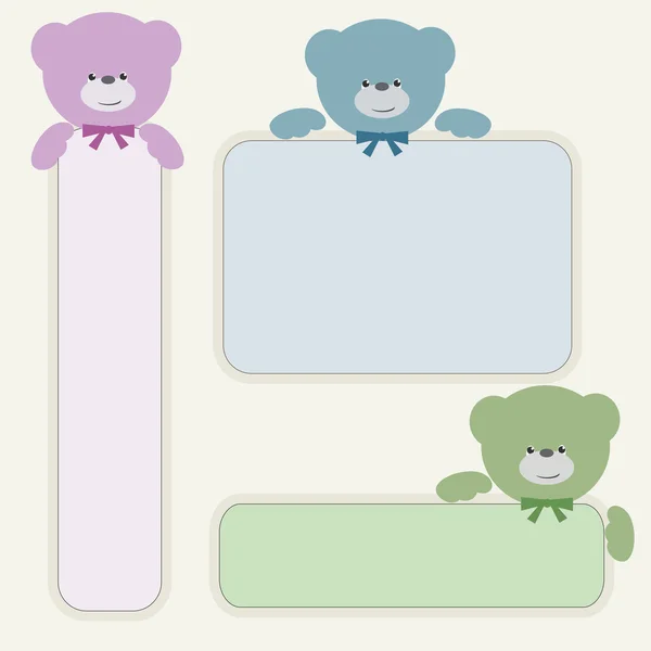 Farbe Teddybären mit Fahnen — Stockvektor
