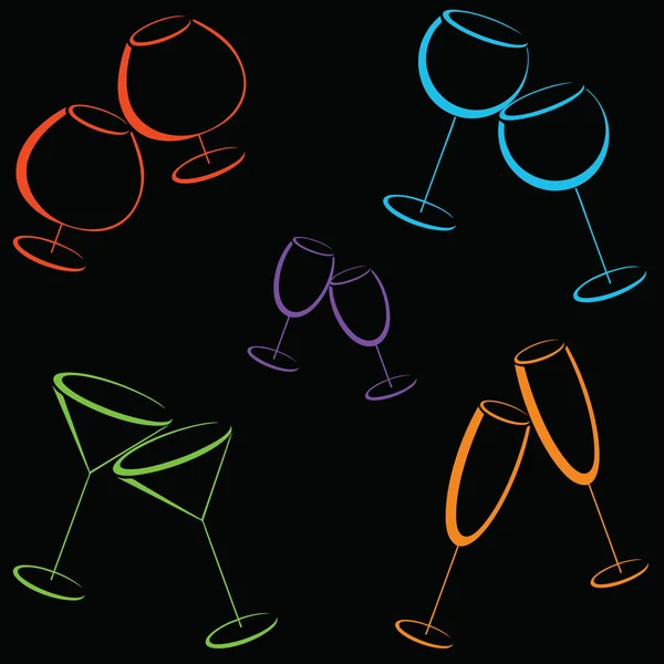Sfondo con occhiali da vino di colore — Vettoriale Stock