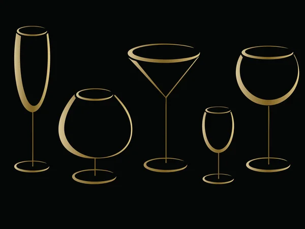 Verres à vin dorés — Image vectorielle