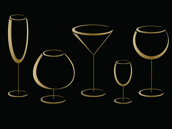 stock vector Golden wineglases