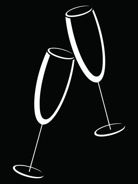 Siyah-beyaz bardak şampanya — Stok Vektör