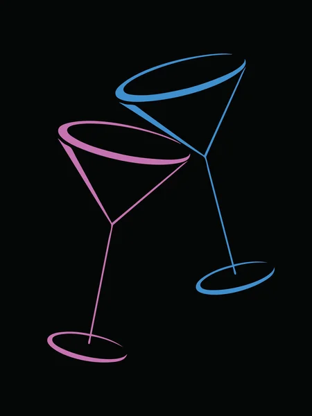 Color glasses of martini — Stock Vector