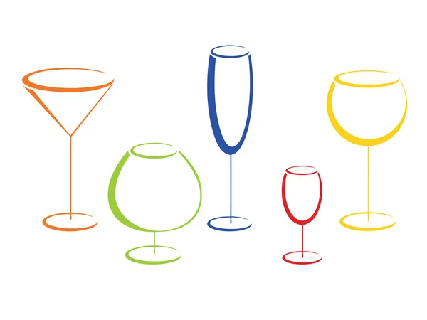 Copas de color de bebidas alcohólicas — Archivo Imágenes Vectoriales