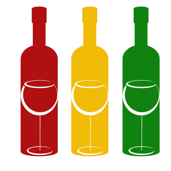 Botellas de color y anteojos de vino — Archivo Imágenes Vectoriales