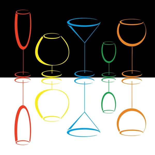 Gafas de vino de color — Vector de stock