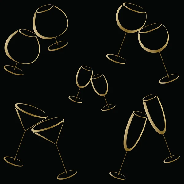 Verres dorés de boissons alcoolisées — Image vectorielle