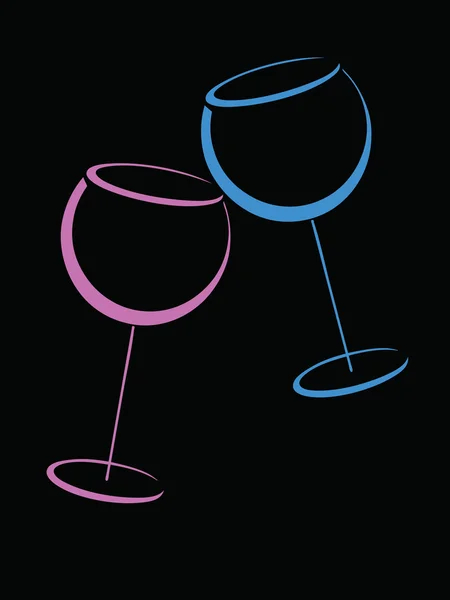 Dwa kolor wineglases — Wektor stockowy