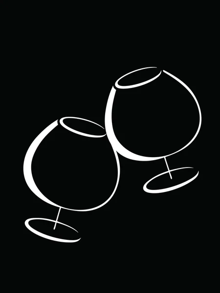 Черно-белые бокалы коньяка — стоковый вектор