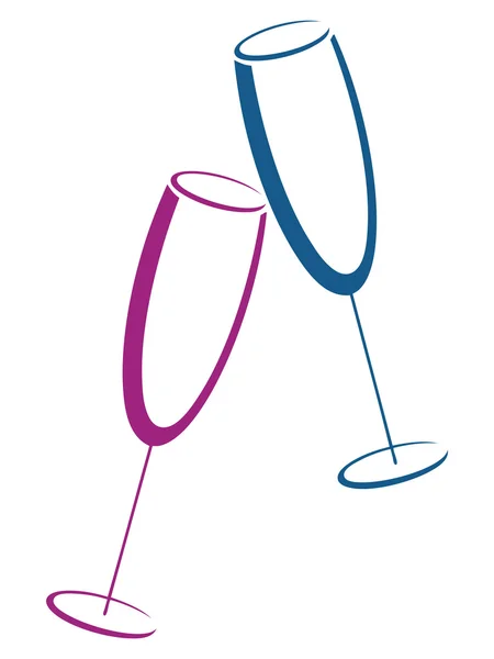 Zwei farbige Gläser Champagner — Stockvektor
