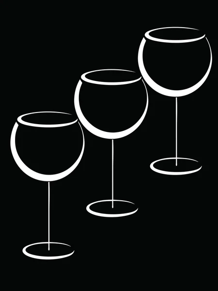 Gafas de vino blanco y negro — Vector de stock