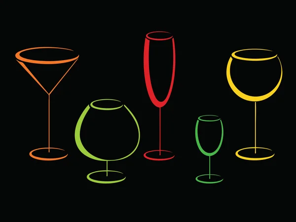Color glasses of alcohol drinks — Stock Vector