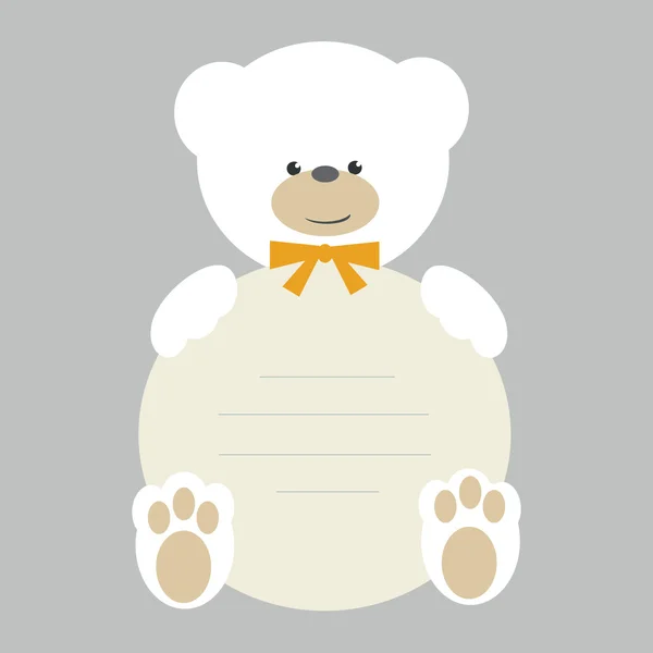 Білий плюшевий ведмідь з банером — стоковий вектор