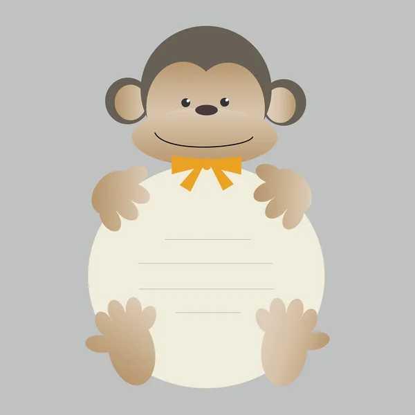Cartoon monkey with label — Stock Vector