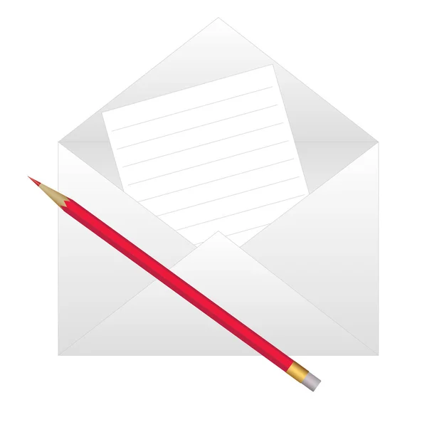 Envelope com nota e lápis —  Vetores de Stock