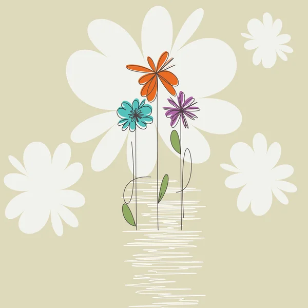 Card with color flowers — Stok Vektör