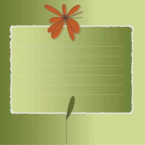 Πράσινη κάρτα με λουλούδι — Διανυσματικό Αρχείο