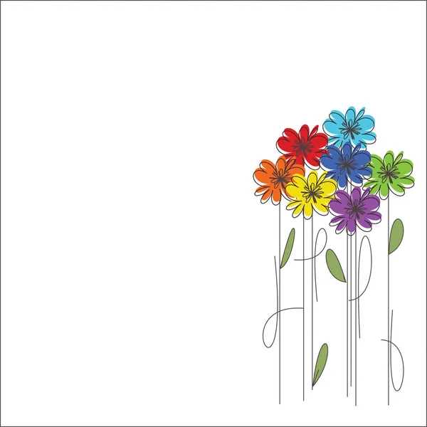 Flores de colores sobre blanco — Vector de stock