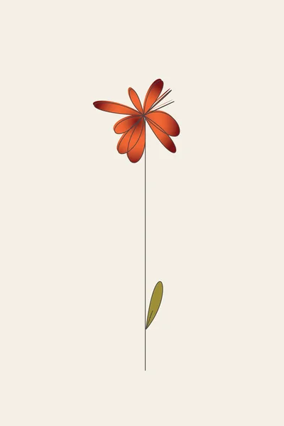 一つの花とグリーティング カード — ストックベクタ