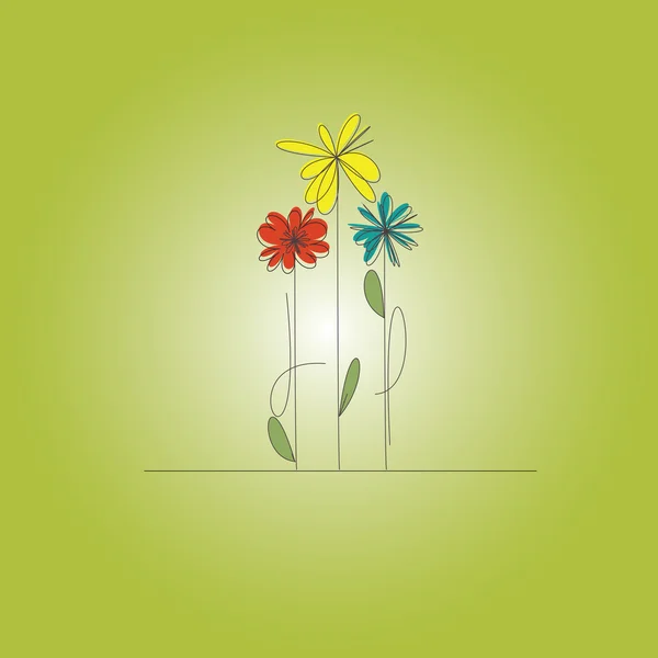 Yeşil kart ile renkli çiçekler — Stok Vektör