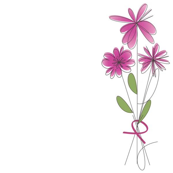 Bukett med rosa blommor — Stock vektor