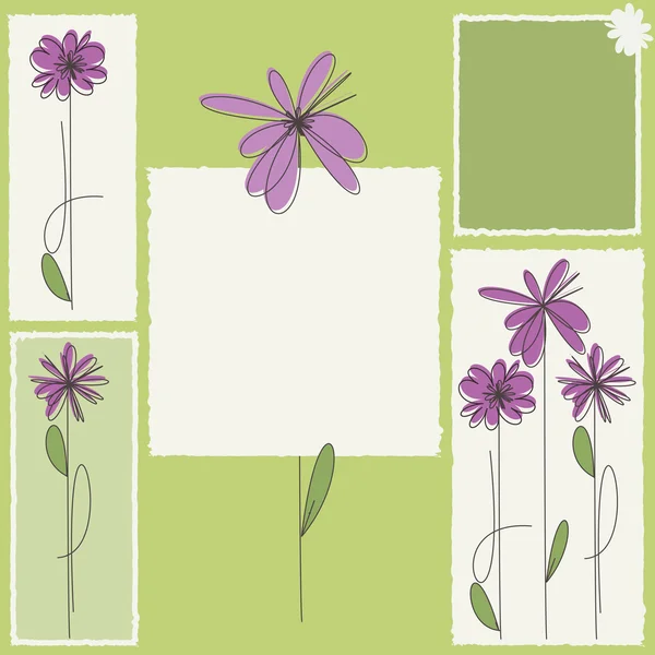 Pembe çiçekler ve kare kartı — Stok Vektör