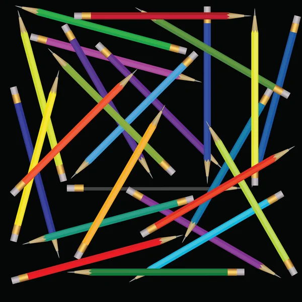Цветные карандаши на черном — стоковый вектор