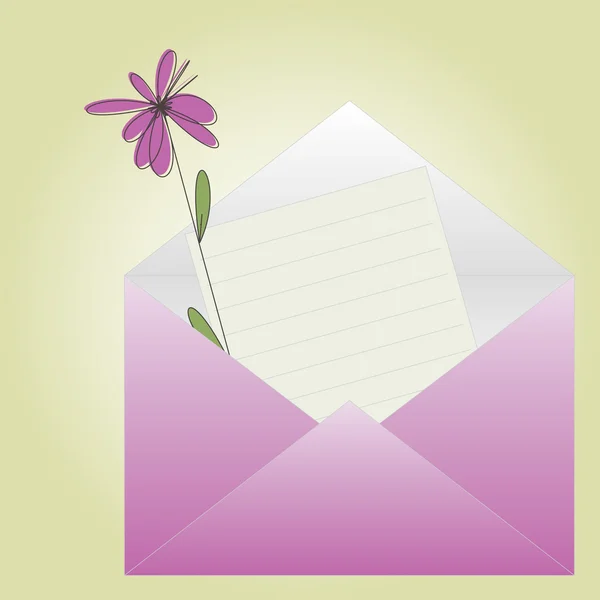 手紙と花 — ストックベクタ