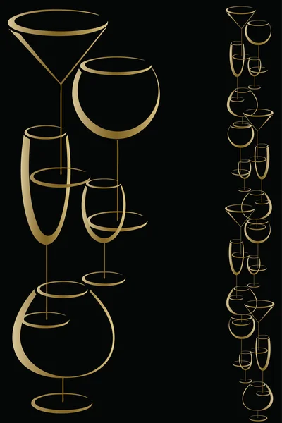 Cubierta dorada y negra del menú de la tarjeta de vino — Vector de stock
