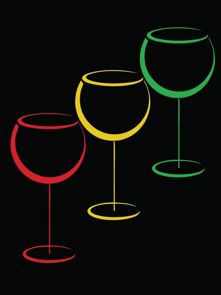 Színes wineglasses — Stock Vector