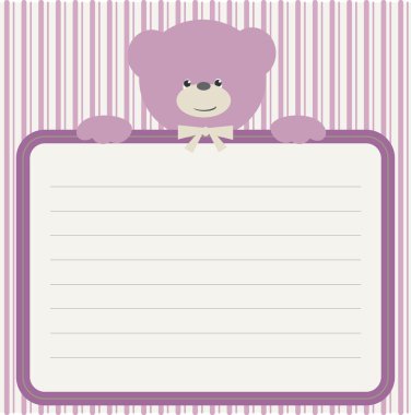 Girl baby shower with pink bear clipart