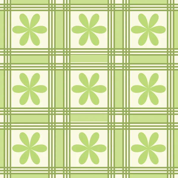 Бесшовный зеленый фон с цветами — стоковый вектор