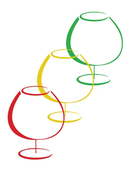 Цветные стаканы коньяка — стоковый вектор