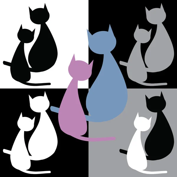 Ensemble de deux chats — Image vectorielle