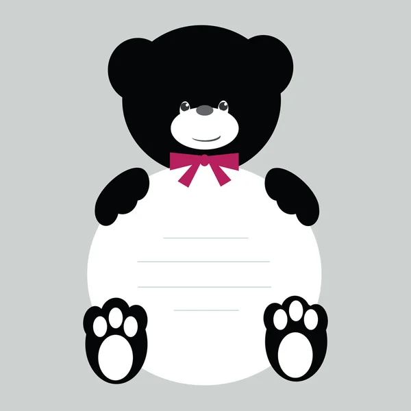 Urso de pelúcia preto e branco com bandeira — Vetor de Stock
