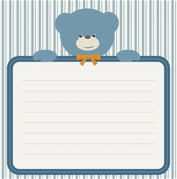 Babydusche mit blauem Teddybär — Stockvektor