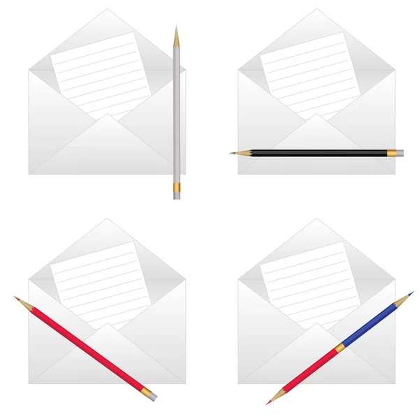 Envelopes com lápis —  Vetores de Stock